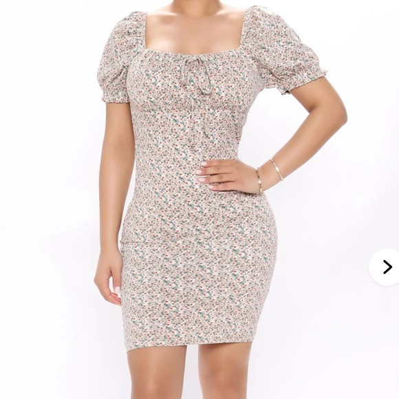 Fashion Nova Dresses & Skirts - Summer Floral Mini Dress - Sage/Combo